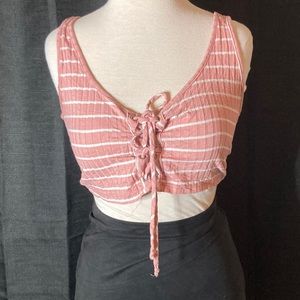 The Classic Pink Stripes Tie Up Crop Top